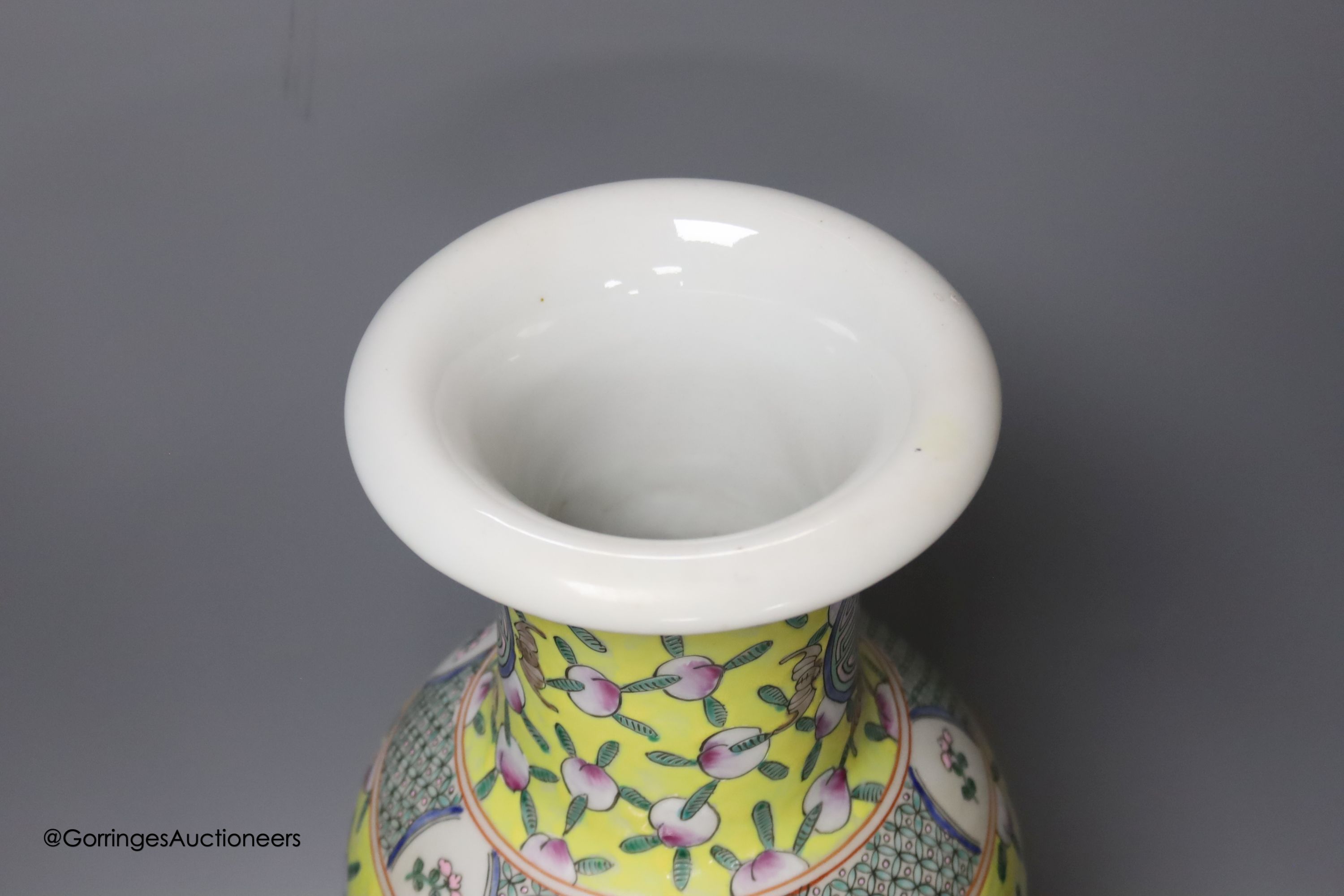 A Chinese yellow ground vase, height 43cm